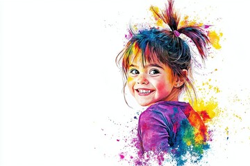 Fototapeta premium A joyful child's portrait with vibrant colors.