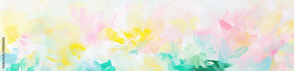 Poster a serene abstract background featuring soft pastel colors. blending floral patterns and gentle brush