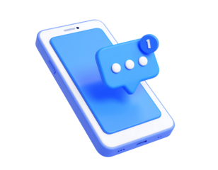 3D Smartphone with Blue Notification Speech Bubble