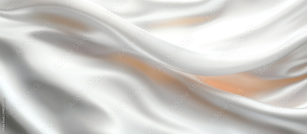 Poster smooth flowing white silk fabric with soft waves and gentle sheen creating a calming and elegant vis