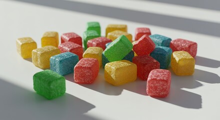 Pile of colorful sugar cube