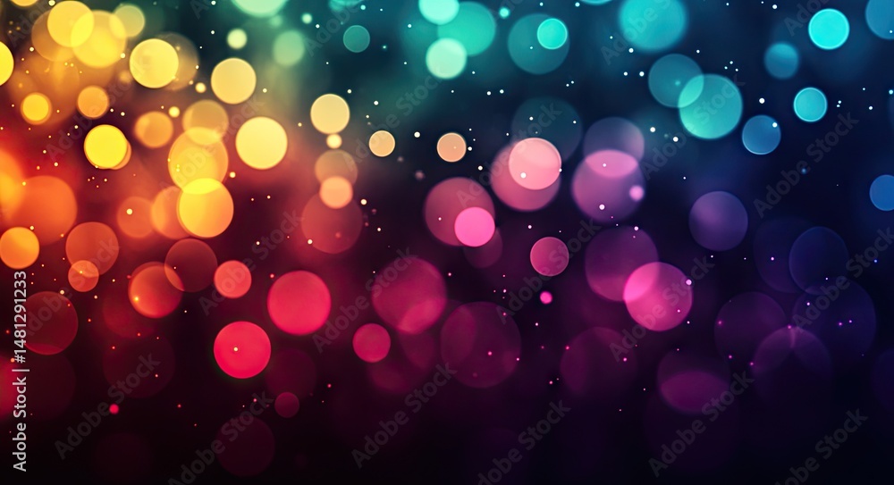 Poster a vibrant. colorful bokeh background featuring a blend of soft. glowing orbs in various hues. creati