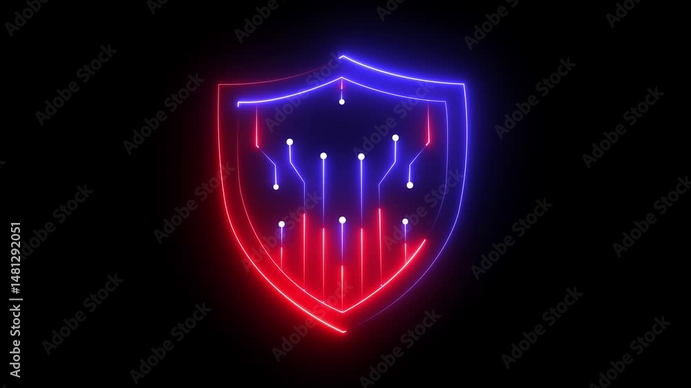 Aufkleber neon cyber security icon with digital shield the importance of cybersecurity in protecting your info