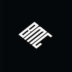 BMG letter logo design on black background.