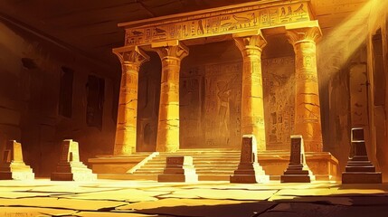 Fototapeta premium Illustration of the throne room of an ancient Egyptian pharaoh.