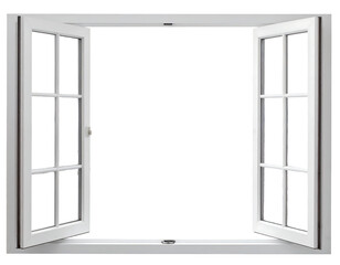 Open White Window With Multiple Panes On Black Background