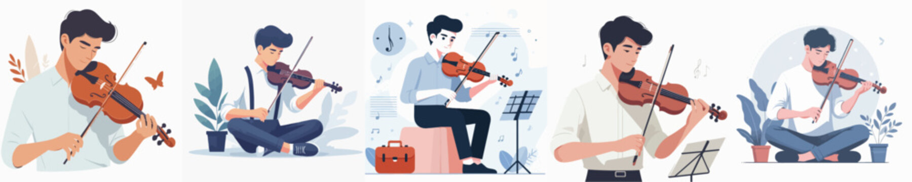 vector character man playing violin