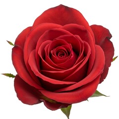 Close up of a beautiful red rose blossom isolated on white background