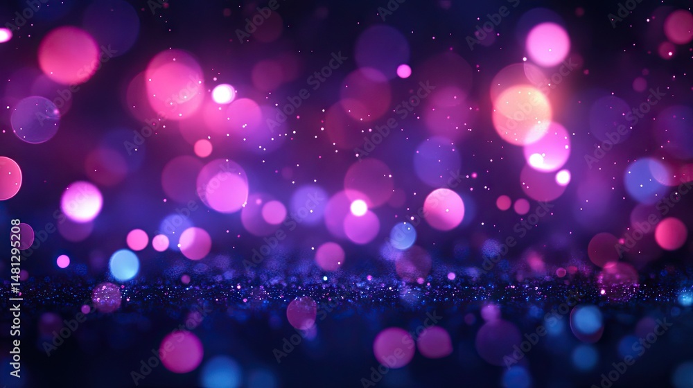 Poster a vibrant abstract background featuring a blend of colorful bokeh lights in purple. pink. and blue h