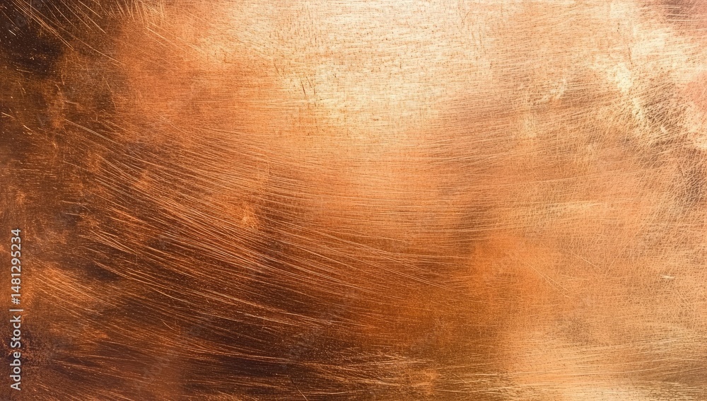 Aufkleber a close-up view of a polished copper surface showcasing intricate textures and reflections. ideal fo