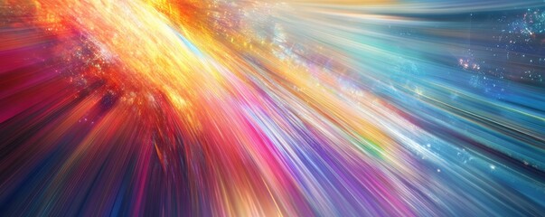 Obraz premium A vibrant explosion of colorful light rays radiating from the center. creating a dynamic and energetic atmosphere. suitable for backgrounds in digital art or design projects