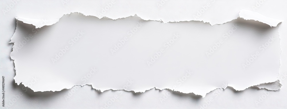 Poster a textured. torn edge of white paper against a plain background. showcasing the roughness and intric