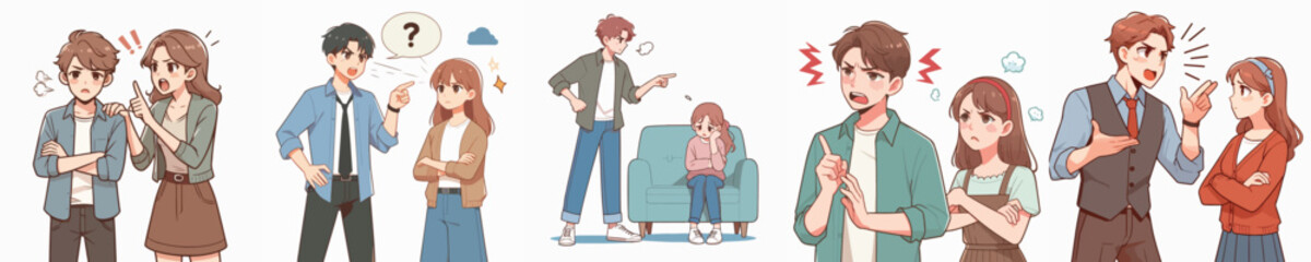 vector of angry brother and sister