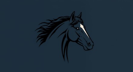 Fototapeta premium Horse Head Vector Illustration on Blue Background