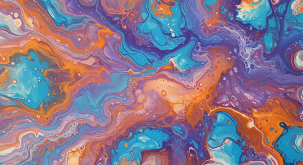 Abstract Fluid Acrylic Pour Painting Texture Background Swirls Vibrant Colors Design Art