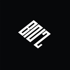 BNZ letter logo design on black background.