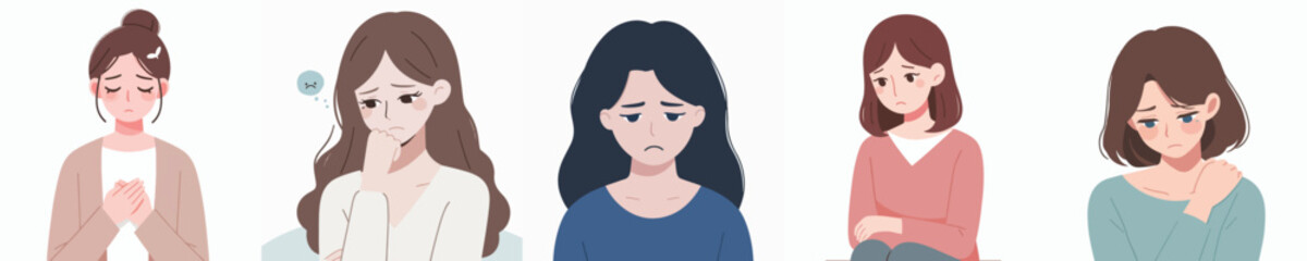 sad woman character vector