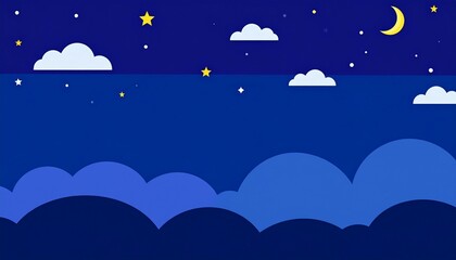 flat art blue sky at the night illustration with space for your text