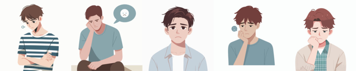 sad male character vector