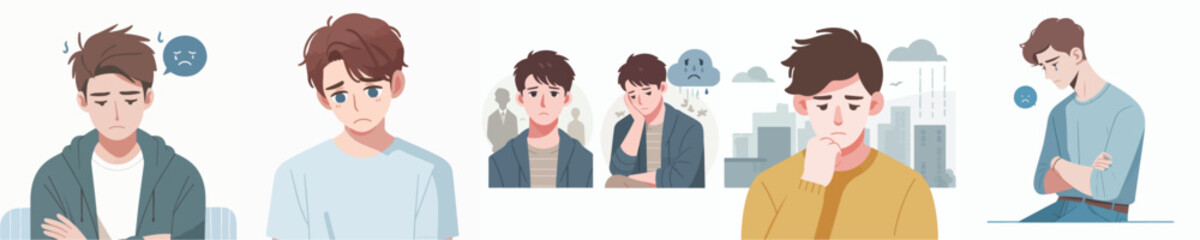 sad male character vector