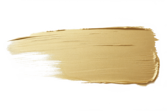 golden paint stroke isolated on white background.