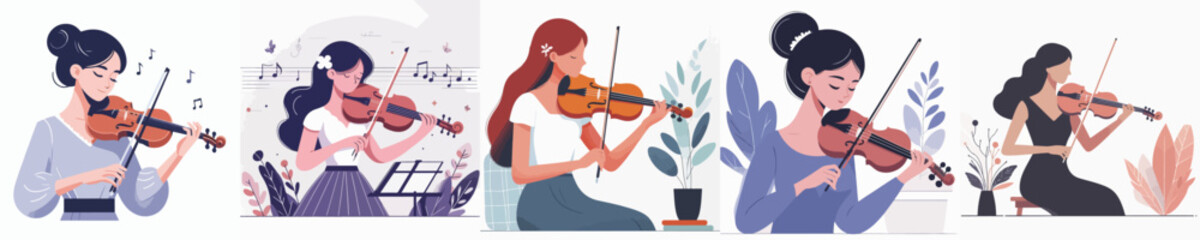 vector female character playing violin © Jefri Syahputra BKL