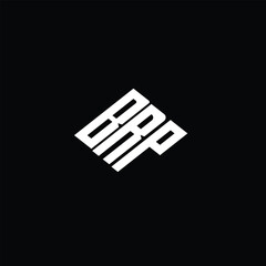 BRP letter logo design on black background.