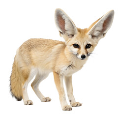 Obraz premium Adorable fennec fox with large ears posing isolated on white background