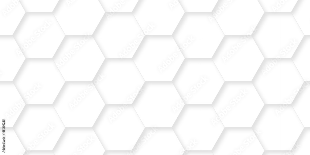 Poster seamless pattern with hexagon. white hexagonal background. luxury honeycomb grid white pattern. vect