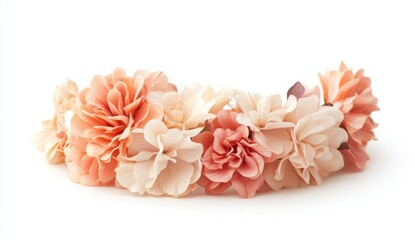 Peach And Cream Floral Crown On White Background