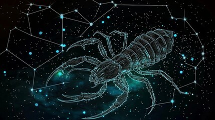 Explore the beauty of the scorpion constellation with this vibrant illustration.