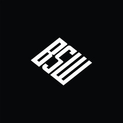 BSW letter logo design on black background.