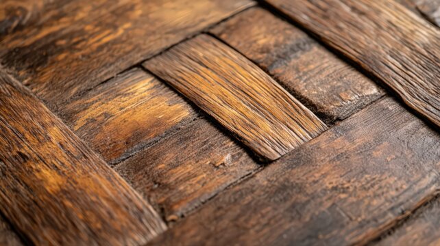 Close-Up of Brown Woven Rattan Texture with Intricate Details