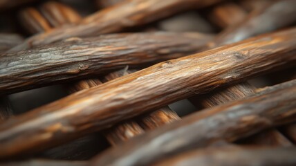 Fototapeta premium Close-Up of Brown Woven Rattan Texture