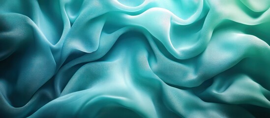 Fototapeta premium Abstract Teal Silk Drapery: A Textured Symphony of Light and Shadow