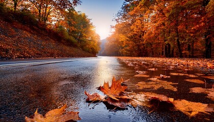 Obraz premium leaves on wet 