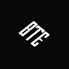 BTE letter logo design on black background.