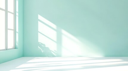 Obraz premium Empty mint green room with sunlight