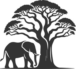 Large animal elephant vector silhouette