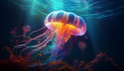 Fototapeta premium jellyfish in dark 