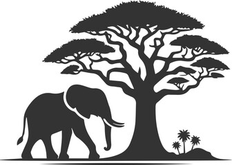 Large animal elephant vector silhouette