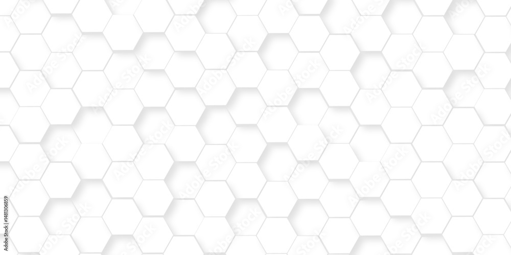 Poster seamless pattern with hexagon. white hexagonal background. luxury honeycomb grid white pattern. vect