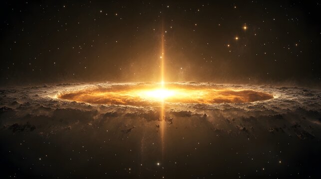 A vibrant galactic core radiating light and energy.