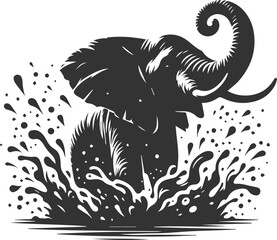 Large animal elephant vector silhouette