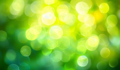 Obraz premium Green bokeh background with circles. Spring and summer texture --ar 613:360 --quality 2 --sref https://s.mj.run/e_UUbhwxJro --v 6.1 Job ID: 7a5e5640-7317-456a-97a0-f3350b092a78