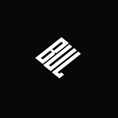 BUL letter logo design on black background.