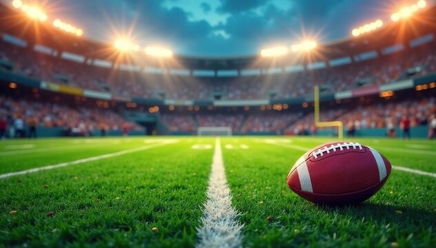 Gridiron game day scene Tailgate party setup, field, sun, game