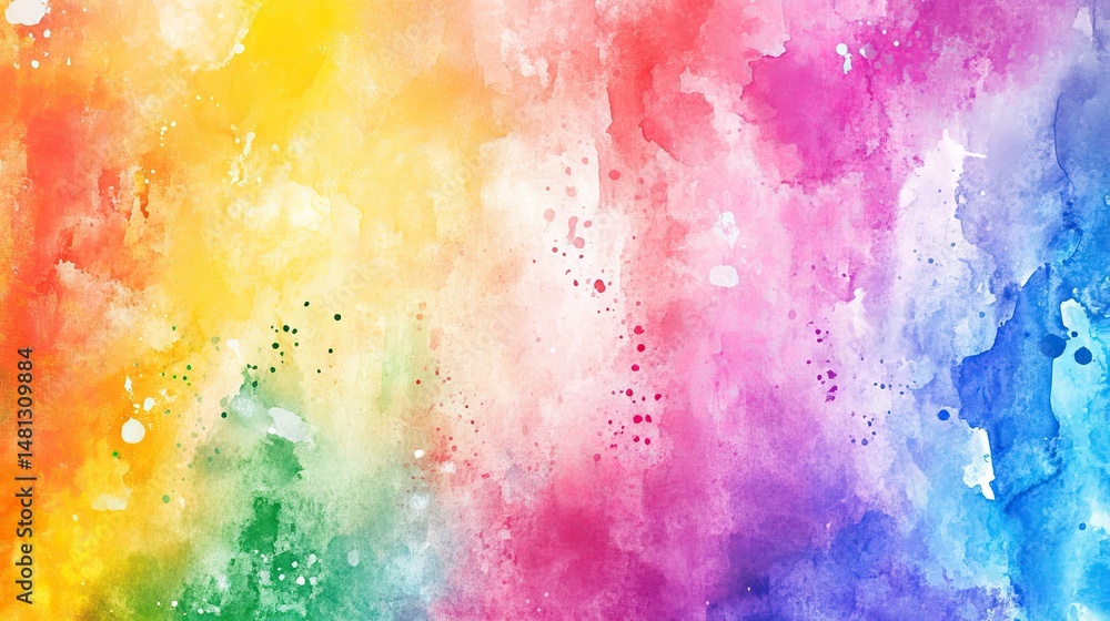 Aufkleber a vibrant watercolor splash featuring an array of colors blending seamlessly. creating an artistic b