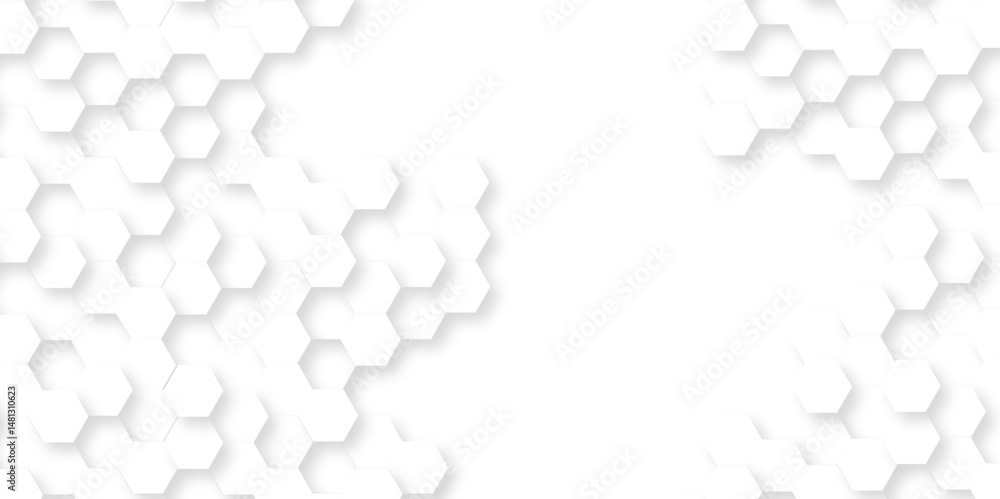 Poster abstract emboss white hexagonal background. luxury white pattern. vector futuristic minimal honeycom