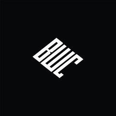 BWC letter logo design on black background.